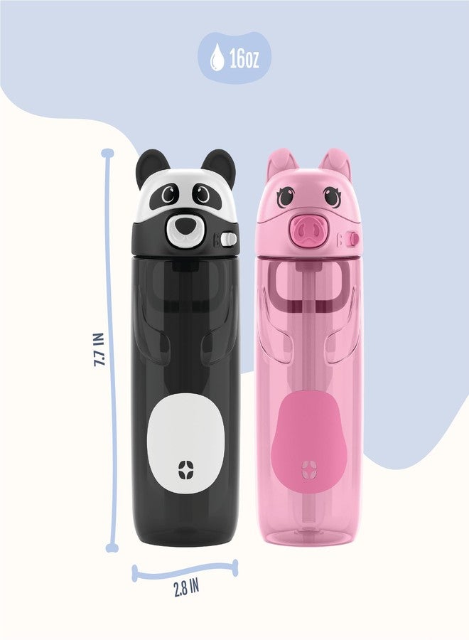 إلو زجاجة ماء بلاستيكية للأطفال من إيلو إيليس، سعة 16 أونصة، مزودة بماصة ومقبض حمل مدمج وغطاء محكم الإغلاق مانع للتسرب، مثالية لحقيبة الظهر المدرسية وعلبة الغداء والرياضات الخارجية، بتصميم باندا. - Image 3