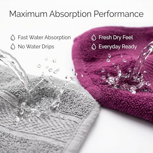 Furnofy 450 GSM Hand Towel Set of 2 – Soft, Absorbent & Quick-Dry Towels for Gym, Home, Kitchen, Pool, Travel – (40x60 cm, Grey Magenta) - Image 2