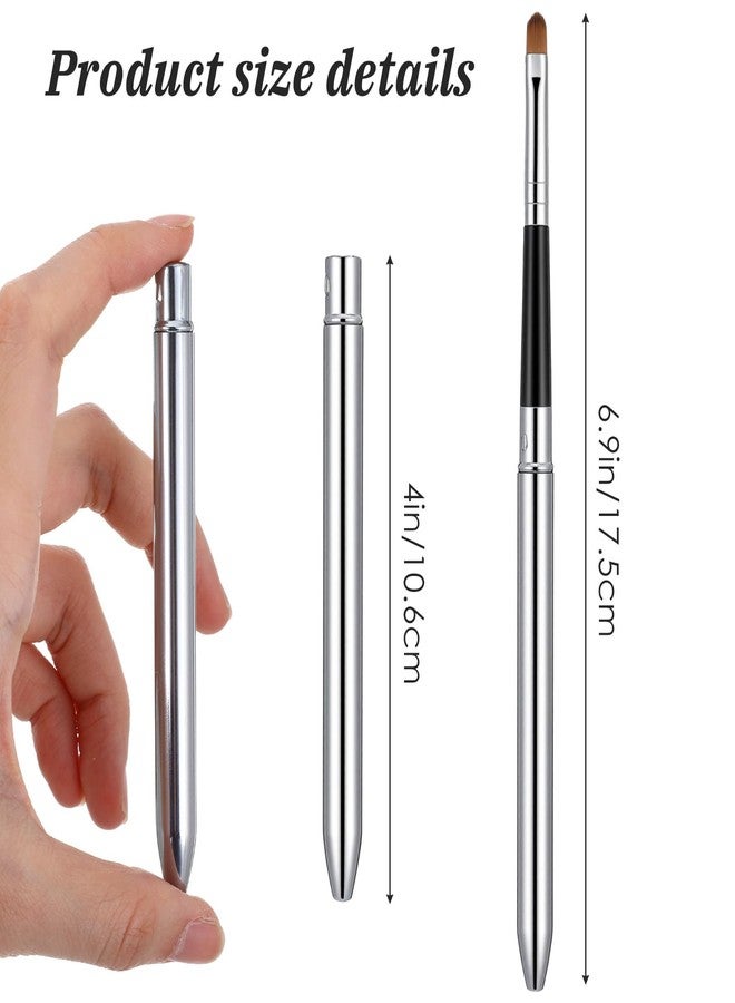 Bremorou 6 Pcs Lip Brush For Lipstick Retractable Lip Brush With Cap Silver Travel Lipsticks Applicator For Women Girls Precise Lip Makeup - Image 2