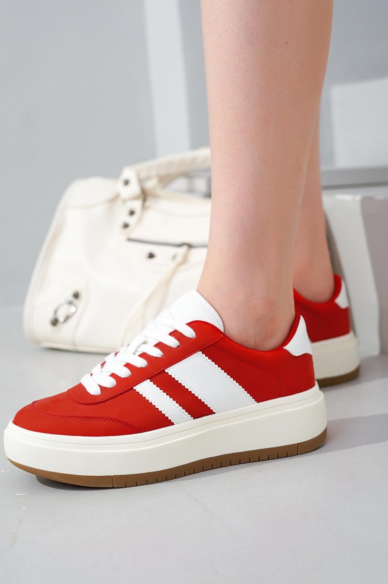 Project Cloud Platform Sneakers for Women - Lightweight Memory Foam Insole Womens Sneakers - Non-Slip Fashion Sneakers for Women Footwear - Women's Fashion Platform Shoes (Nita, Red, 6) - Image 2
