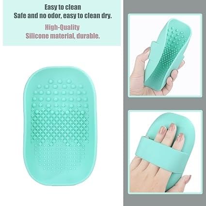 Giffy® Flexible Silicone Makeup Brushes Cleaning Tray with Strip Eyeshadow Powder Puff Scrub Brush Cleaner Tray, 1 Piece (Pink) - Image 5