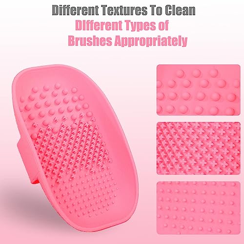 Giffy® Flexible Silicone Makeup Brushes Cleaning Tray with Strip Eyeshadow Powder Puff Scrub Brush Cleaner Tray, 1 Piece (Pink) - Image 3