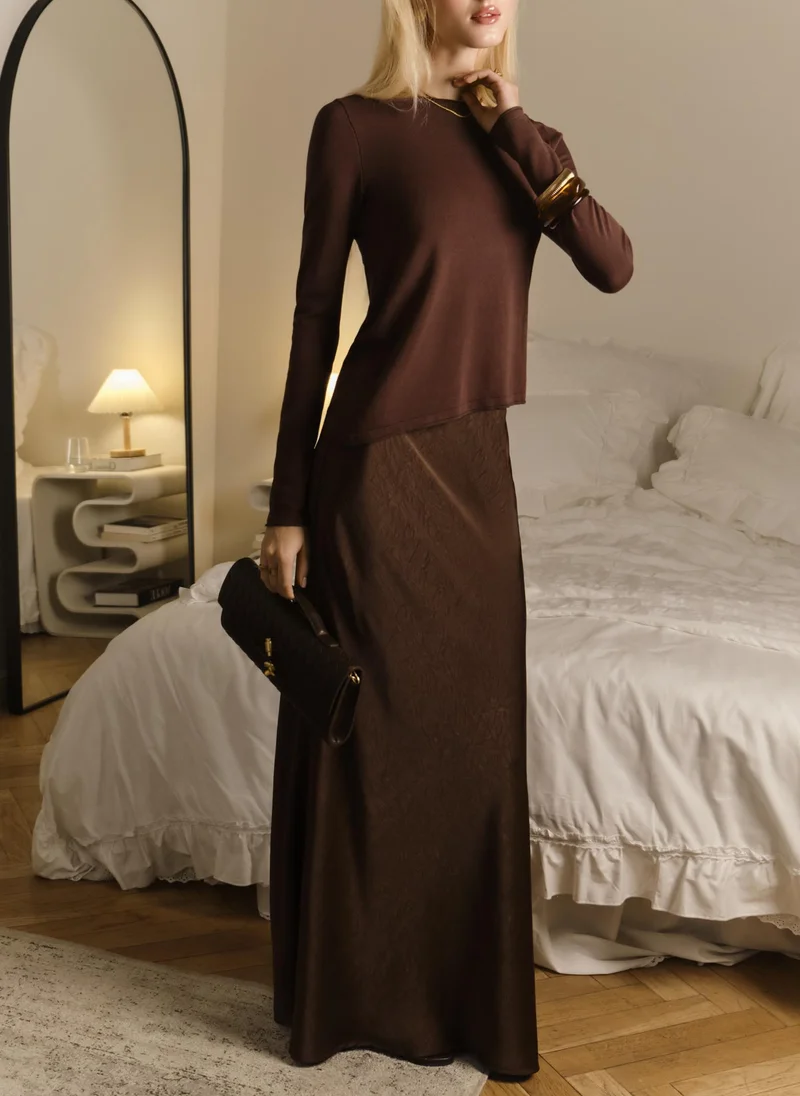 Lichi Floor-length maxi skirt in textured fabric