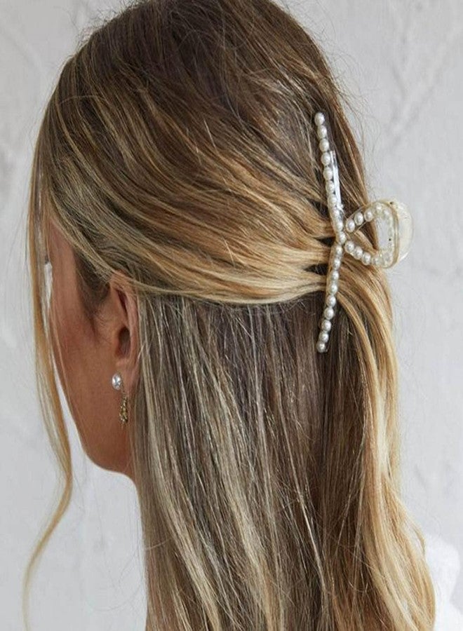 AUTOWRAP Pearl Hair Claw Styling Hair Clips Strong Hold Hair Jaw Clips Big Hair Clips Barrettes Nonslip Hair Claw Clip Birthday Business Gift Hair Accessories for Women and Girls (Pack of 3) - Image 3