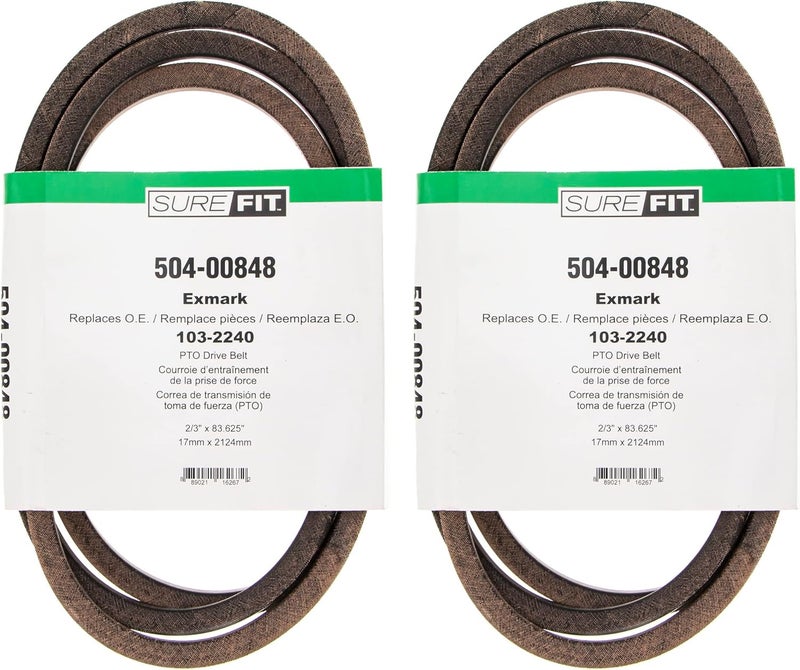 SureFit PTO Drive Belts Replacement for Exmark 1032240 Turf Tracer Hydro WalkBehind Lawn Mowers 2 Pack - Image 1