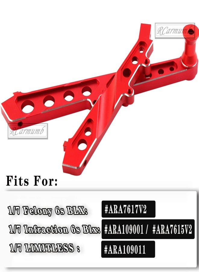 طقم دعامات هيكل أمامية وخلفية من سبائك الألومنيوم من Rcarmumb، مناسب لسيارات Felony 6S BLX وInfraction 6S BLX وLimitless Roller بمقياس 1/7. بديل للرقم ARA320511، لون أحمر. - Image 2