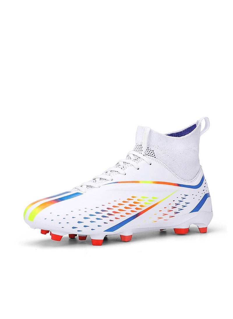 xozgdovg Spike sneakers TF training shoes Football shoes non-slip(Spike bright white)  - Image 1