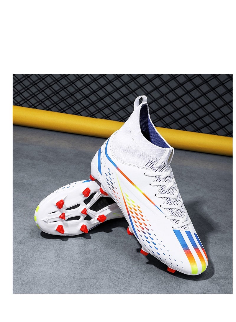 xozgdovg Spike sneakers TF training shoes Football shoes non-slip(Spike bright white)  - Image 2