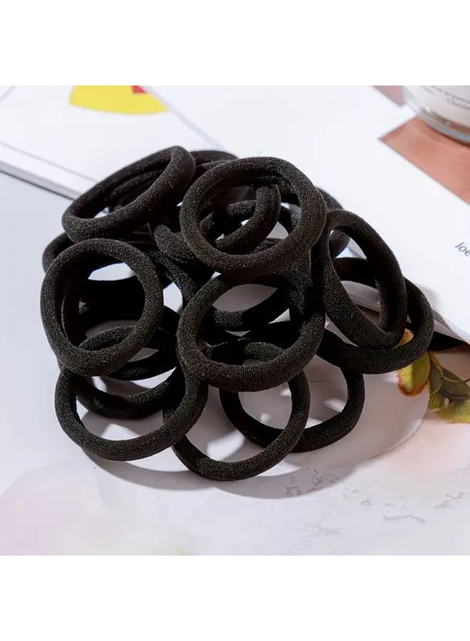 50 قطعة أربطة شعر سوداء عالية المرونة تصميم بوهيمي بسيط متعددة الاستخدام للاستخدام اليومي - Image 3