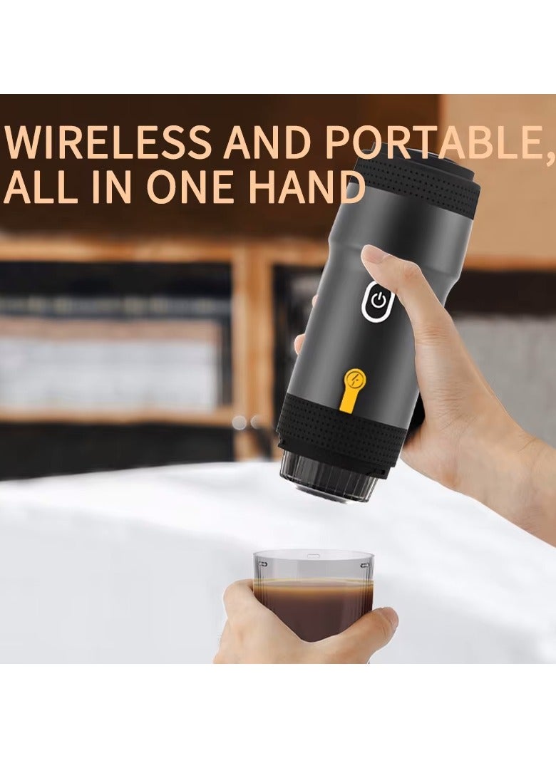 Portable Espresso Coffee Machine with 20Bar Extraction System, Cordless Heating with Rechargeable 7500mah Battery - Car Coffee Maker for NES Capsules, DG Capsules & Coffee Powder Cartridges (Silver) - Image 2