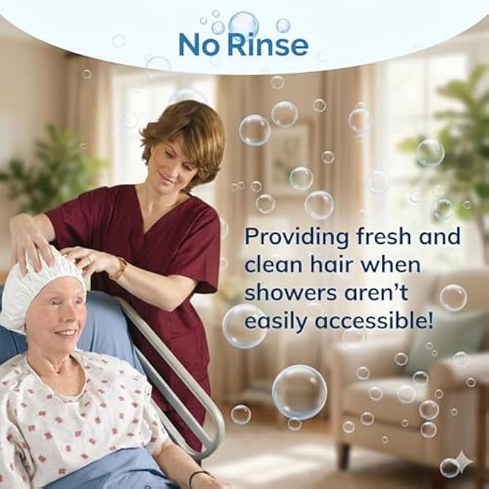 No Rinse Cleanlife Products No-Rinse Shampoo Cap (30 Pack) - Waterless, Rinseless Hair Washing and Conditioning Shower Caps for Bathing Elderly, Bedridden, Hospital Patients - Disposable, Hypoallergenic - Image 4