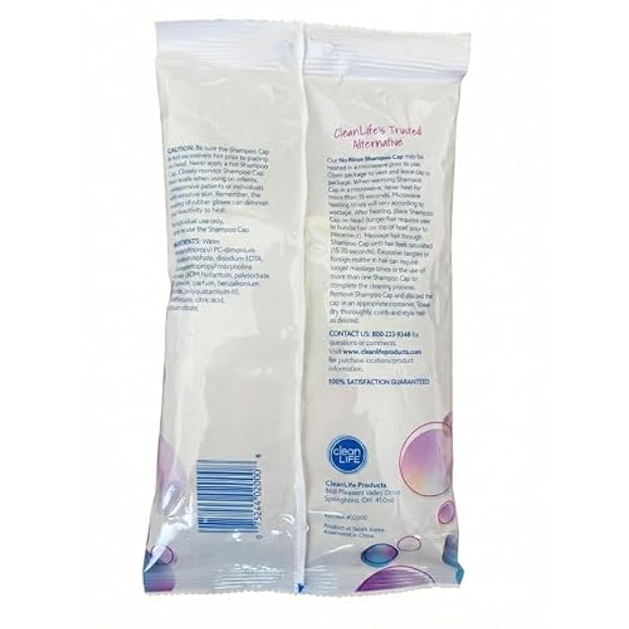 No Rinse Cleanlife Products No-Rinse Shampoo Cap (30 Pack) - Waterless, Rinseless Hair Washing and Conditioning Shower Caps for Bathing Elderly, Bedridden, Hospital Patients - Disposable, Hypoallergenic - Image 5