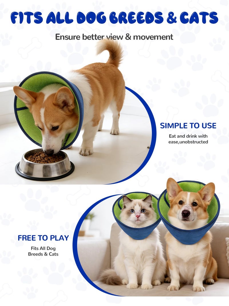 Runlight Dog Cone Collar Alternative,Comfortable Cones for Medium Large Dogs to Stop Licking After Surgery,Adjustable Comfy Cones, Comfortable Fabric Elizabethan Collars (Green Blue, L) - Image 3