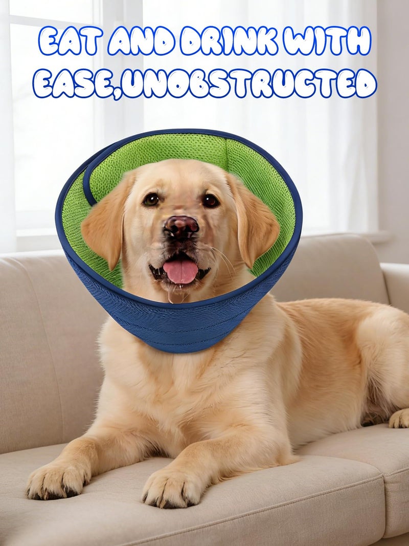 Runlight Dog Cone Collar Alternative,Comfortable Cones for Medium Large Dogs to Stop Licking After Surgery,Adjustable Comfy Cones, Comfortable Fabric Elizabethan Collars (Green Blue, L) - Image 5