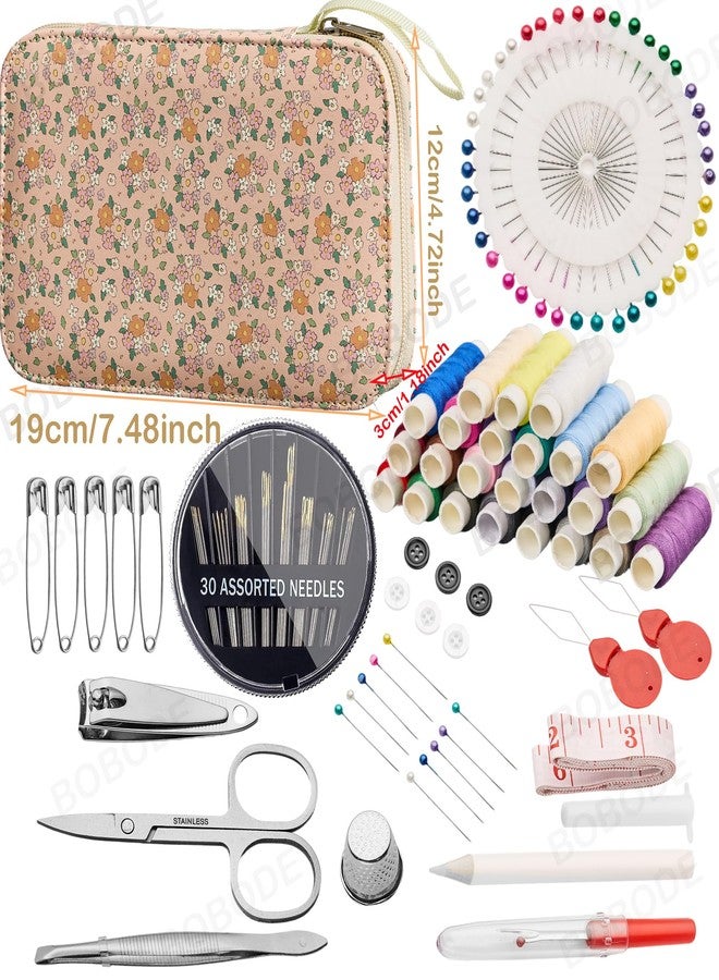 Bobode Sewing Project Kits, Floral Pattern Kit With 130 Pieces, Supplies And Accessories, Printing Set, Zipper Case, For Travel Emergencies, Home - Image 2