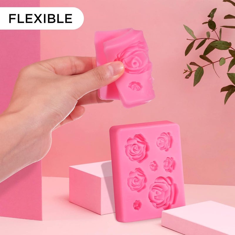 Skytail 2 Pack Rose Dasiy Flower Silicone Candle Moulds for Chocolate Fondant Candy Cake Decoration Cupcake Topper Dessert Ice Cube Waxmelts Soap Floral Carnation Resin Clay Craft Jewelry Molds - Image 4