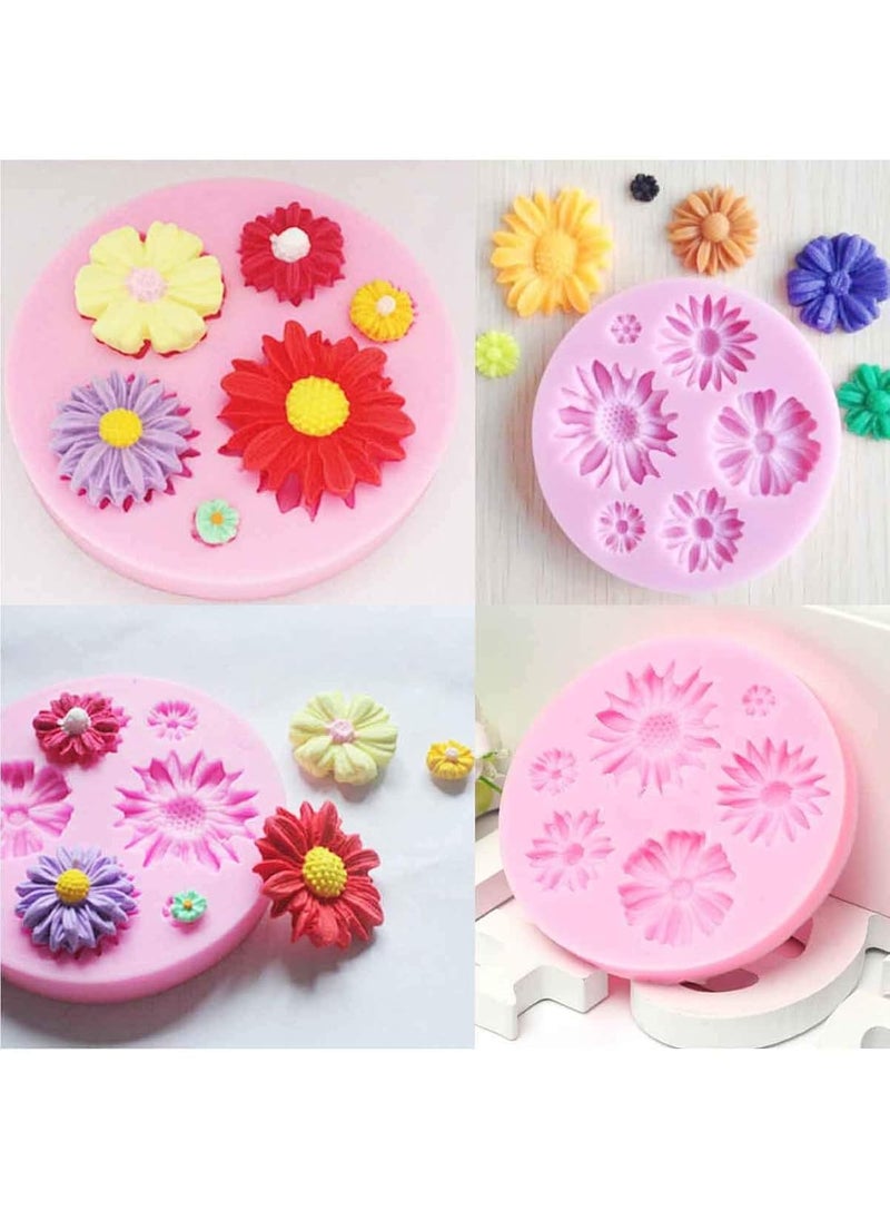 Skytail 2 Pack Rose Dasiy Flower Silicone Candle Moulds for Chocolate Fondant Candy Cake Decoration Cupcake Topper Dessert Ice Cube Waxmelts Soap Floral Carnation Resin Clay Craft Jewelry Molds - Image 5
