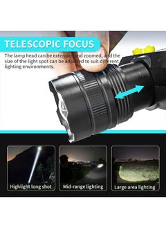 Generic USB Rechargeable Headlamp, Led Flashlight, Zoom Camping Headlamp, Outdoor Emergency Lighting, Built-In 18650 Lithium Battery, 3 Lighting Modes, Waterproof, For Outdoor Camping, Running, Cycling, Adventure, Fishing  - Image 4