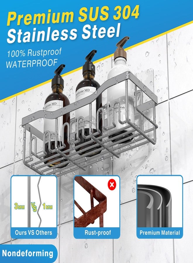 عدل مجموعة منظم دش من قطعتين من إيوديل، منظم دش لاصق لتخزين مستلزمات الحمام وديكور المنزل، منظم وتخزين للمطبخ، لا يحتاج إلى حفر، منظم رفوف حمام من الفولاذ المقاوم للصدأ، أطقم ديكور الحمام - Image 5