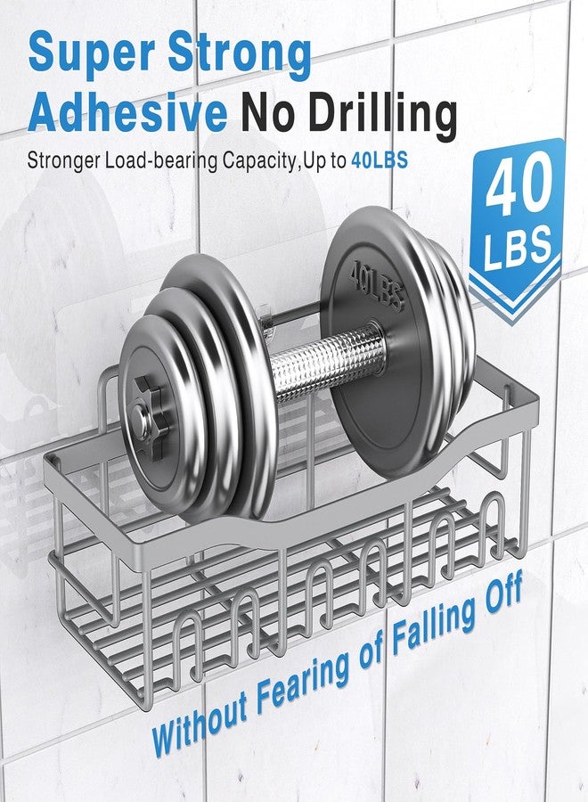 عدل مجموعة منظم دش من قطعتين من إيوديل، منظم دش لاصق لتخزين مستلزمات الحمام وديكور المنزل، منظم وتخزين للمطبخ، لا يحتاج إلى حفر، منظم رفوف حمام من الفولاذ المقاوم للصدأ، أطقم ديكور الحمام - Image 4