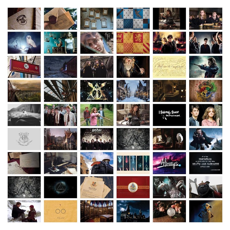 D2C Harry Potter Card Stock Posters 54 Pc 4x6 Inch Prints Collage Kit Stylish Wall Transformation for Dorm Bedroom Living Room Office Create Enchanting Photo Display D2 - Image 1