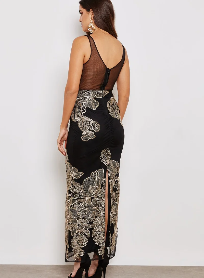Soieblu Embroidered Plunging Maxi Dress