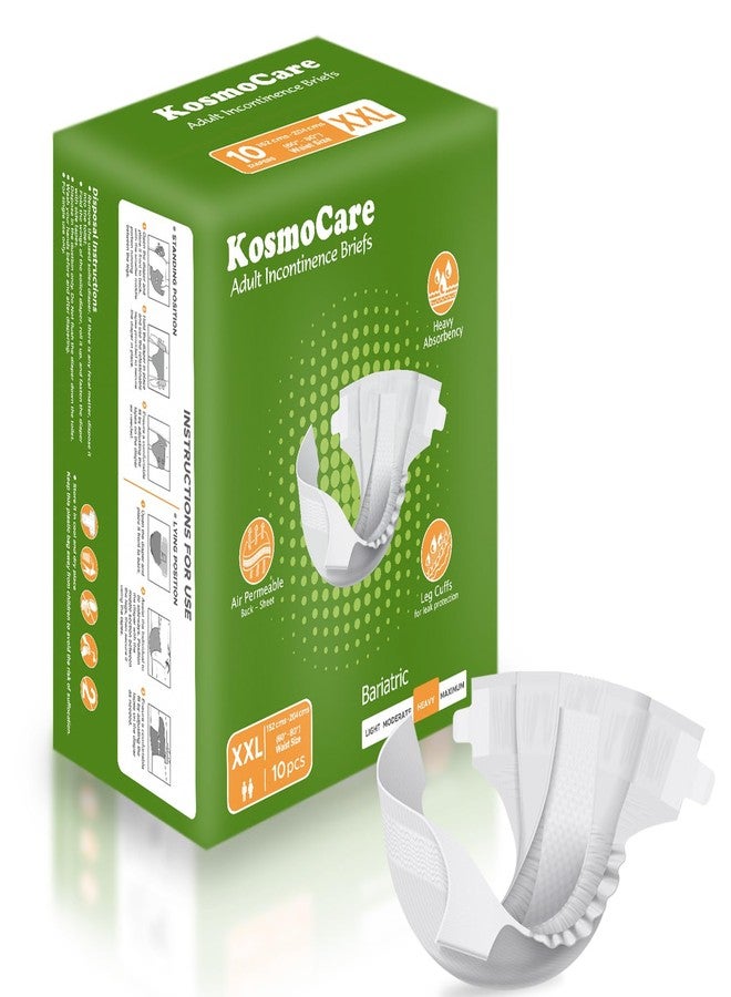 KosmoCare Adult Incontinence Briefs XXL | Heavy Absorbency Bariatric Diapers | Tape Style | Air Permeable Back Sheet | Leak-Proof Leg Cuffs | Waist Size 152-204 cms | Unisex | 10 Count | - Image 1