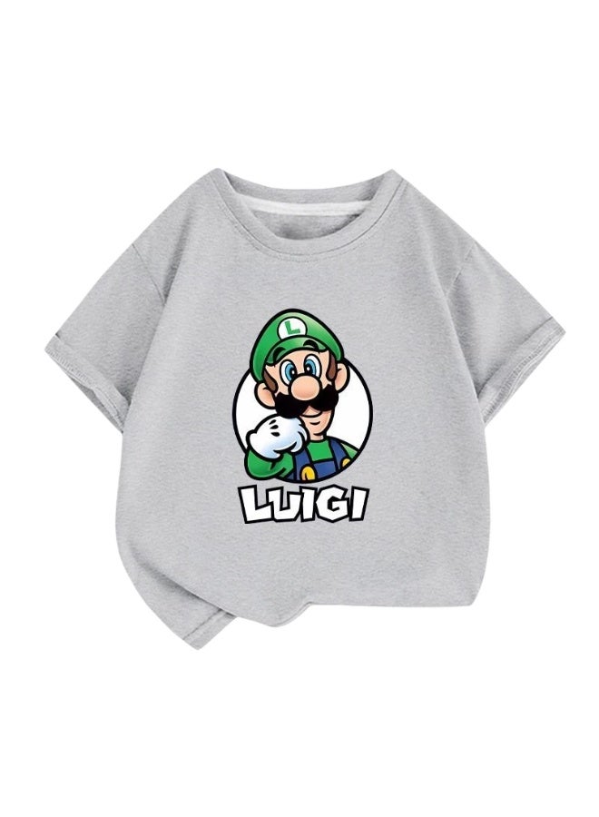 general Luigi Printed Short Sleeve T-Shirt Classic Game Character Graphic Tee Soft Breathable Top with Multiple Sizes for Fans - Image 1