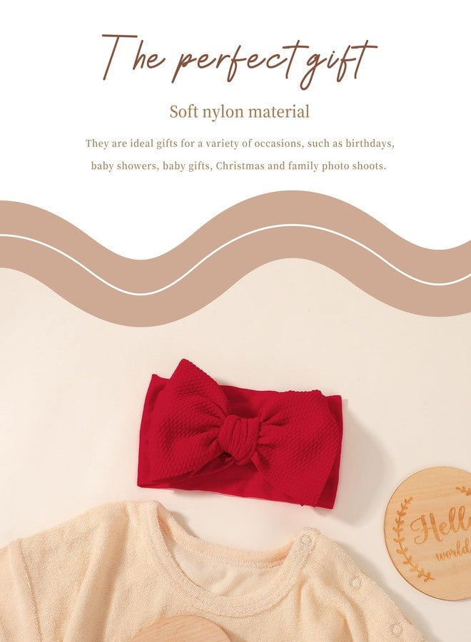 jollybows 3PCS Baby Bows Headbands Soft Nylon Baby Girl Headbands for Newborn Infant Toddler Kids Cute Bow Wide Hairbands Hair Accessories(White+Red+Pink) - Image 4