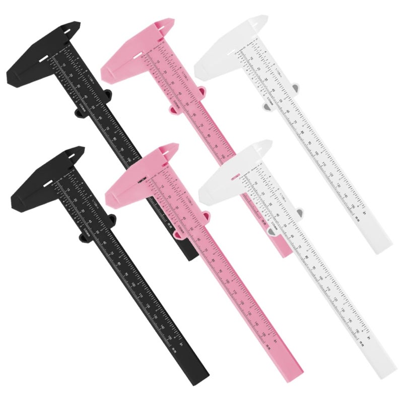 مسطرة قياس الحاجب الأبيض مجموعة من 6 قطع، فرجار محمول مع مشبك مخلب لأدوات الماكياج الدقيقة وأدوات الوشم الاحترافية - Image 1