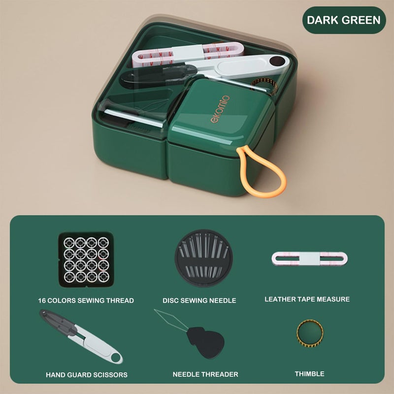 Gemsy Sewing Kit Box Multipurpose Tailoring Tools Combo with Accessories Scissors Thread Needles Measuring Tape Sui Dhaga Portable Stitching Items Box for Home Ladies All in 1 Travel DIY - Image 4