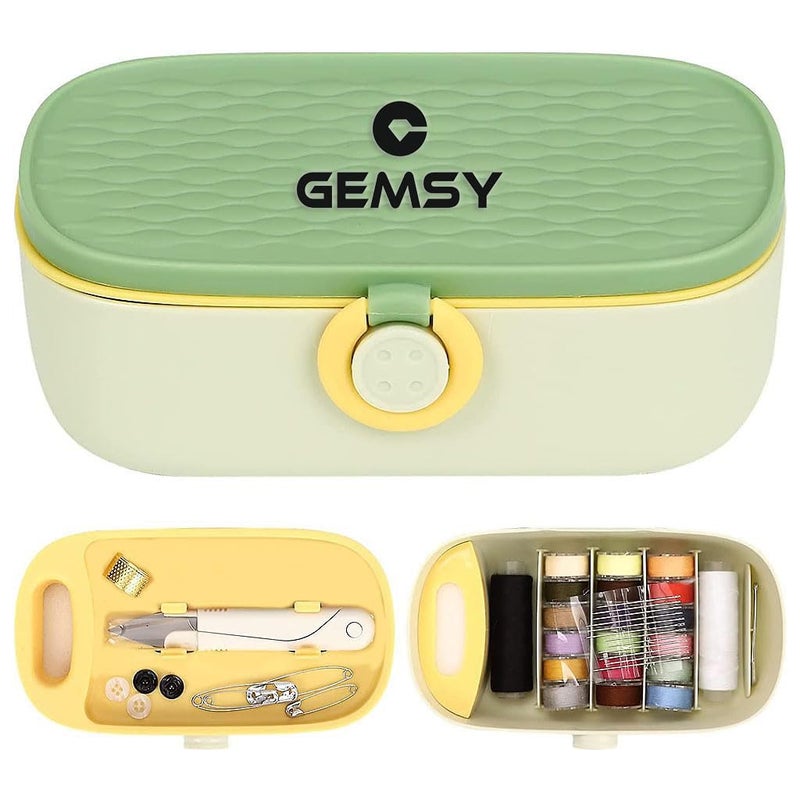 Gemsy Sewing Kit Box Multipurpose Tailoring Tools Combo with Accessories Scissors Thread Needles Measuring Tape Sui Dhaga Portable Stitching Items Box for Home Ladies All in 1 Travel DIY - Image 1