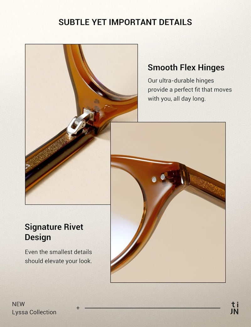 TIJN Diverse requirement fit Retro Cat Eye Blue Light Blocking Glasses for Women Men,Bluelight Glasses for Computer/Screen,Crystal Brown Worldwide simple practical design - Image 5