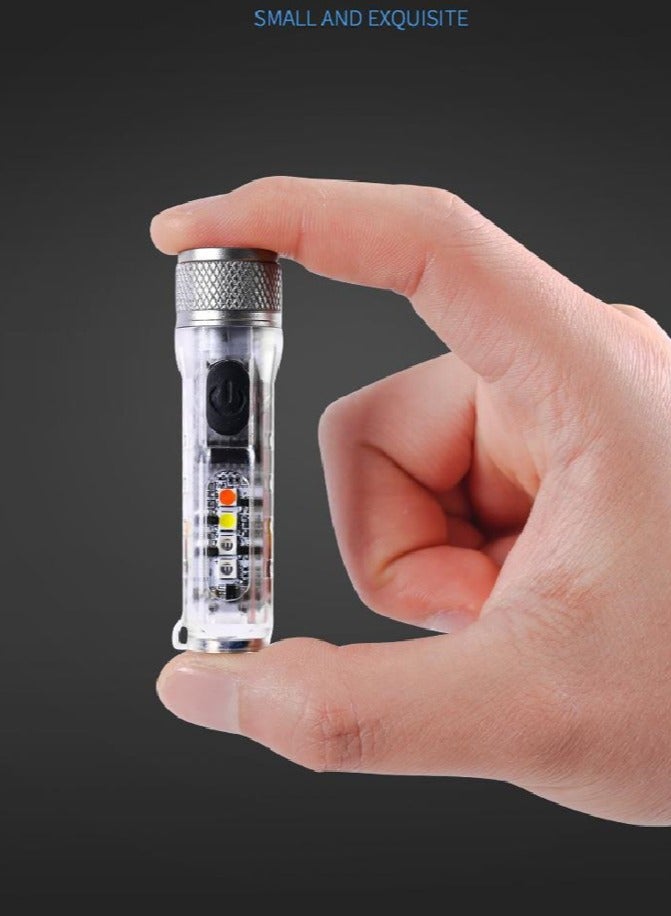 Mini Outdoor Camping Searchlight TYPE-C Rechargeable Mini Portable LED Flashlight Keychain Flashlight 11 Lighting Modes - Image 3