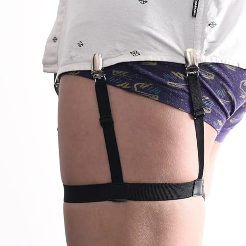 Aadikart Shirt Tucker/Suspender For Men & Boys, Adjustable Elastic Shirt Stay/Garters with Locking Non-Slip Clips holder Securing Shirt Position (Garter) - Image 1