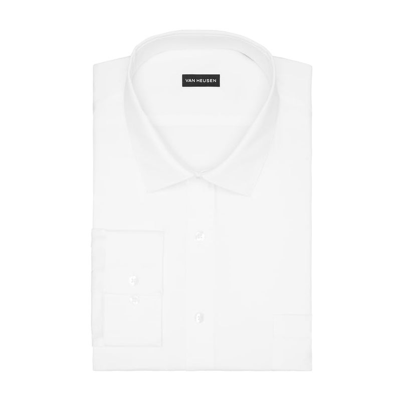 Van Heusen Men's Fit Dress Shirt Ultra Wrinkle Free Flex Collar Stretch (Big and Tall), White, 17.5" Neck 37"-38" Sleeve - Image 3