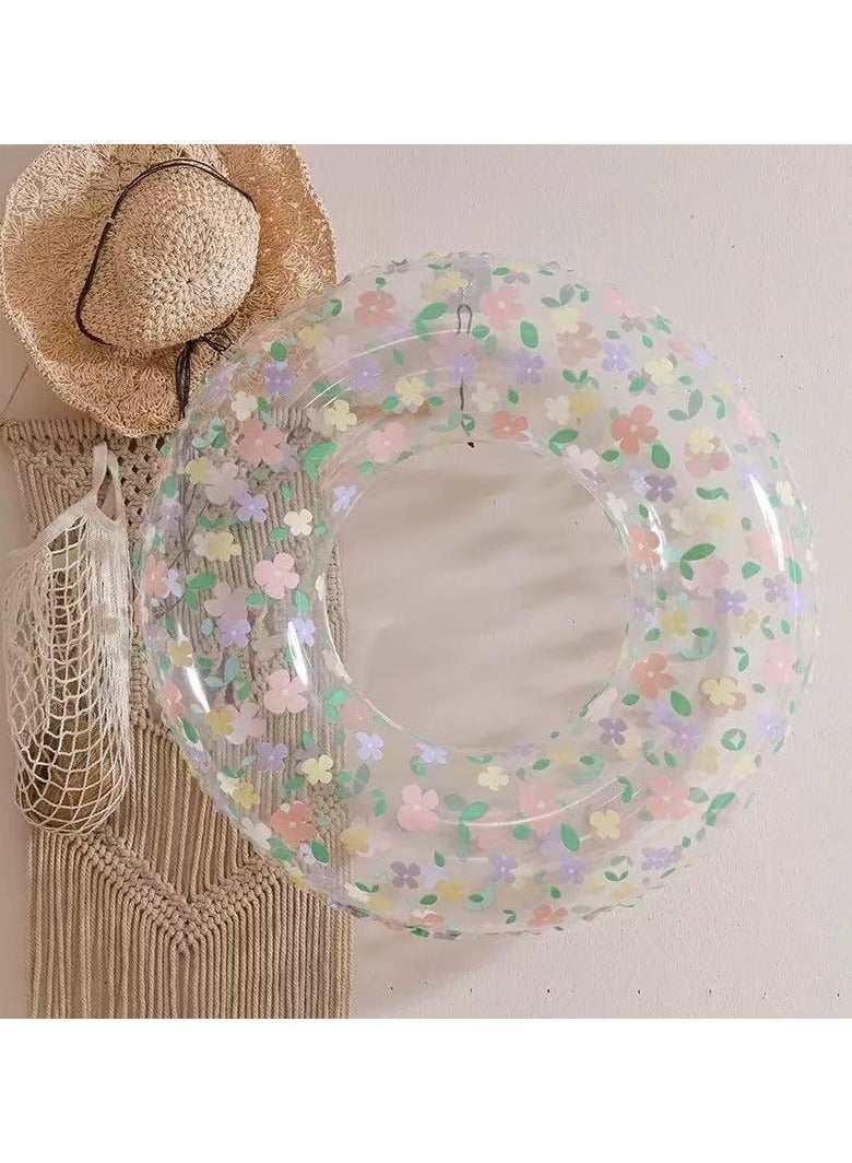 Goolsky 90cm Retro Floral Crystal Swim Ring – Double-Layer Inflatable PVC Float for Adults - Image 3