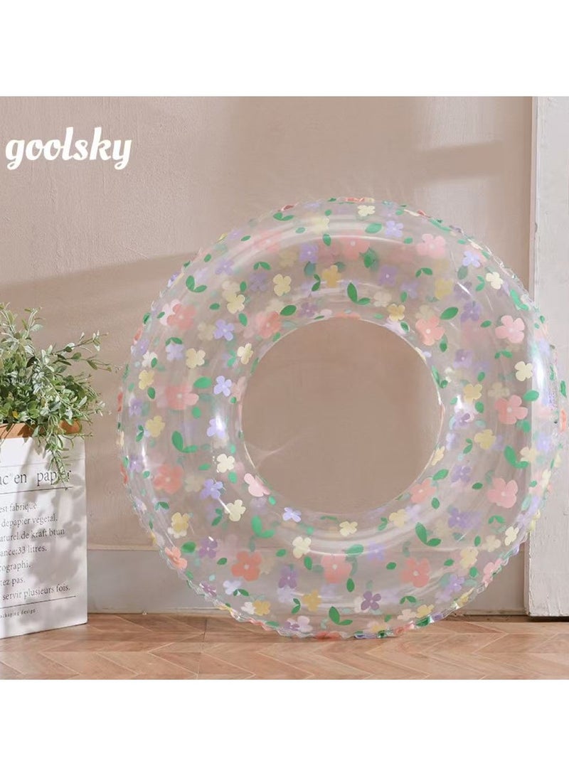 Goolsky 90cm Retro Floral Crystal Swim Ring – Double-Layer Inflatable PVC Float for Adults - Image 1