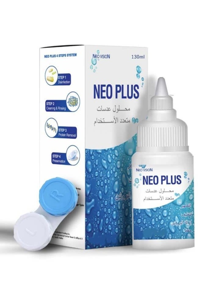 neo plus Neo Plus Contact Lens Solution 130ml Disinfection - Cleaning - Protein Removal - Preservation  - Image 1