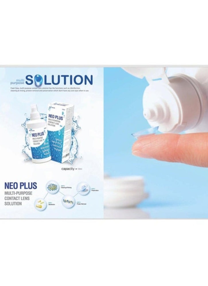 neo plus Neo Plus Contact Lens Solution 130ml Disinfection - Cleaning - Protein Removal - Preservation  - Image 2