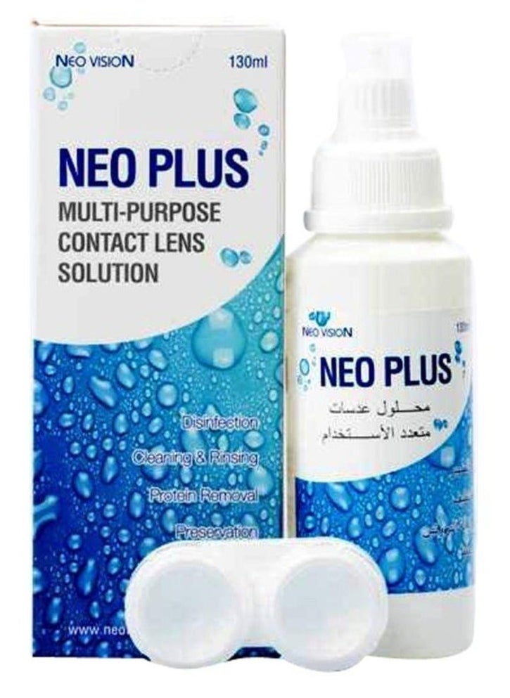 neo plus Neo Plus Multi-Purpose Solution for Contact Lenses 130ml Disinfect - Clean - Store - Contains lens case.  - Image 1