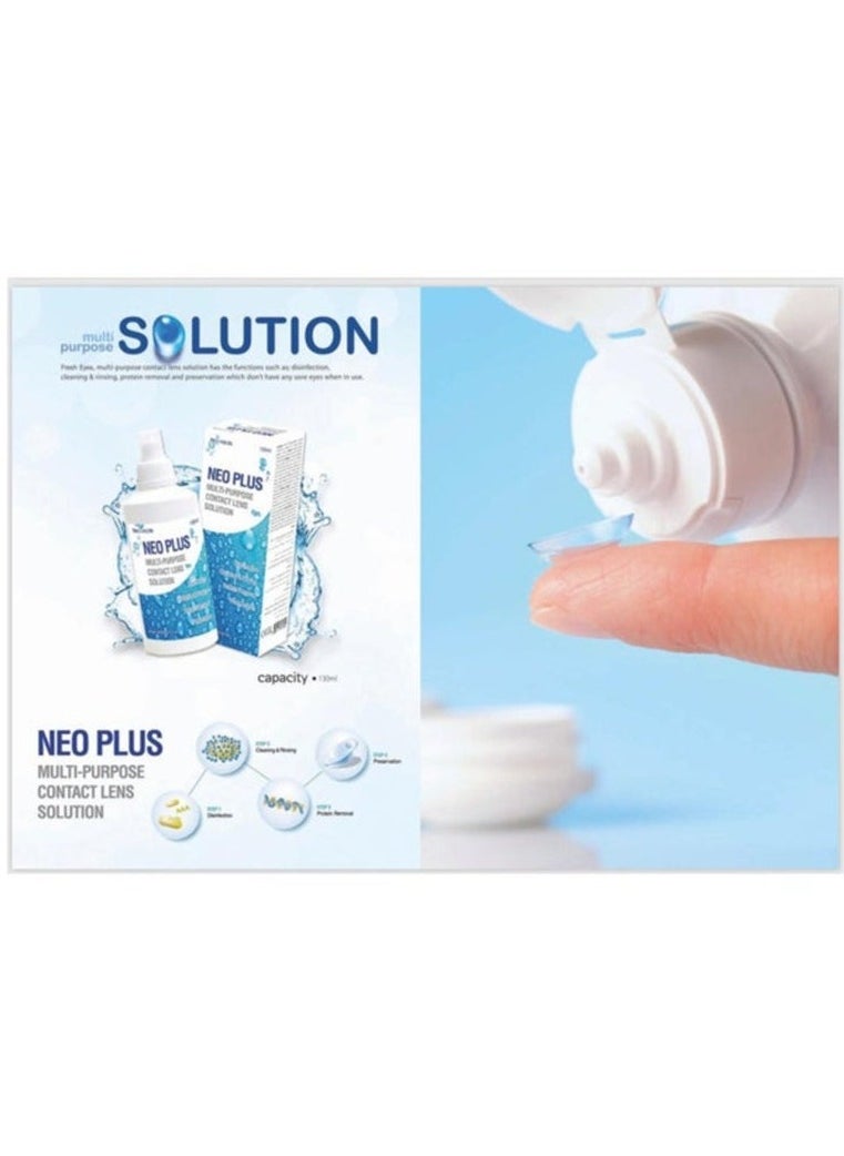 neo plus Neo Plus Multi-Purpose Solution for Contact Lenses 130ml Disinfect - Clean - Store - Contains lens case.  - Image 3