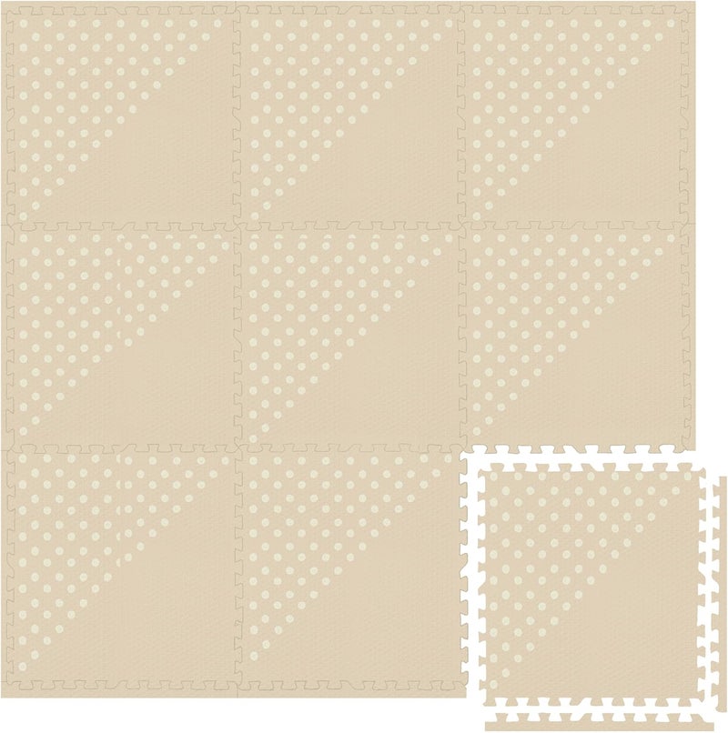 Play Platoon Large Baby Play Mat for Floor 9 Tile 72 x 72 in - Extra-Thick Interlocking Foam Tiles 24 x 24 in - Soft Puzzle Mats for Playroom - Neutral Playmat Rug for Kids - Triangle - Image 1