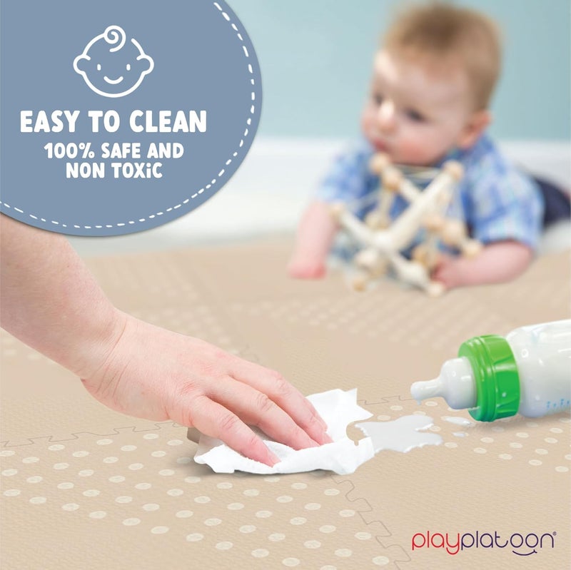 Play Platoon Large Baby Play Mat for Floor 9 Tile 72 x 72 in - Extra-Thick Interlocking Foam Tiles 24 x 24 in - Soft Puzzle Mats for Playroom - Neutral Playmat Rug for Kids - Triangle - Image 3
