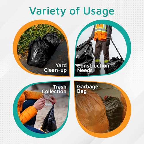PlasticMill Contractor Bags Heavy Duty - Commercial, Industrial Garbage Bags - Black Construction Trash Bags - Outdoor, Garden Trash Bags, 100-Gallon, 3 Mil, 67"x79" (10-Count) - Image 4