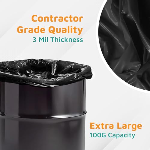 PlasticMill Contractor Bags Heavy Duty - Commercial, Industrial Garbage Bags - Black Construction Trash Bags - Outdoor, Garden Trash Bags, 100-Gallon, 3 Mil, 67"x79" (10-Count) - Image 3