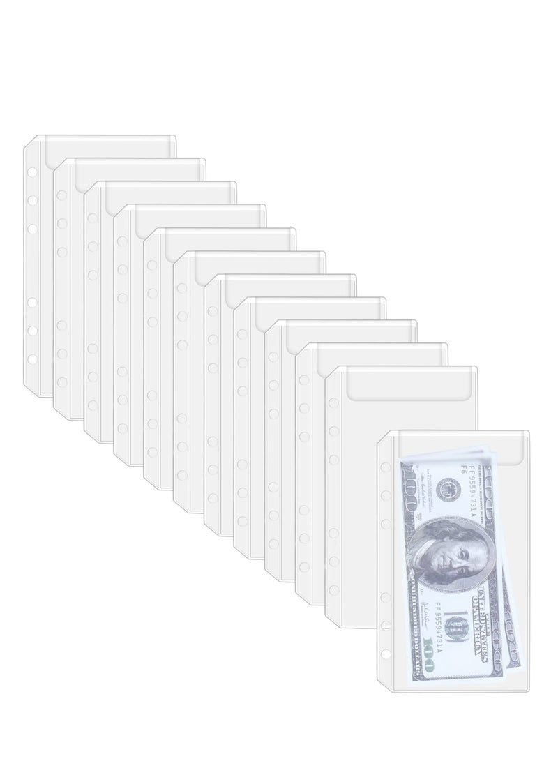 SYOSI Binder Pockets, 24pcs Clear Plastic A6 Size 6-Holes Cash Budget Envelopes PVC Loose Leaf Waterproof Bags Insert Pages for Budgeting and Cash, Coupons  - Image 1