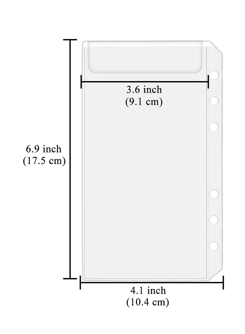 SYOSI Binder Pockets, 24pcs Clear Plastic A6 Size 6-Holes Cash Budget Envelopes PVC Loose Leaf Waterproof Bags Insert Pages for Budgeting and Cash, Coupons  - Image 5