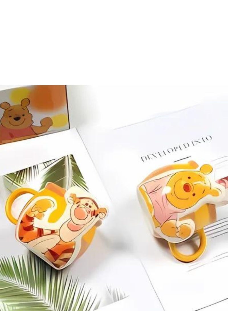 Couple Pair Mug Featuring Winnie The Pooh Cartoon Character Ceramic Mug Coffee Cup Mug For Couple Student Friends 475ml - Image 2