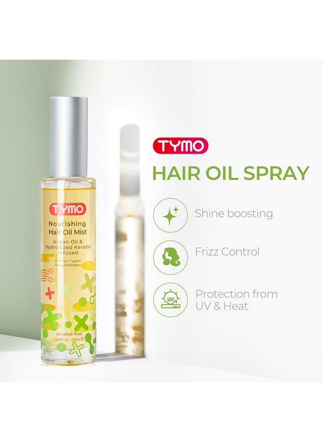 TYMO TYMO Argan Hair Oil Spray - Hydrating Veganic Natural 6 Blend Oil for Frizzy & Dry Hair, Organic Pure Formula, Daily Use Hair Treatment, Smooth Damaged Ends, Olive Oil & Vitamin E Infused, Pack of 3  - Image 2